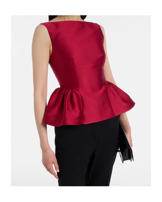 Roland Mouret Red Peplum Taffeta Top