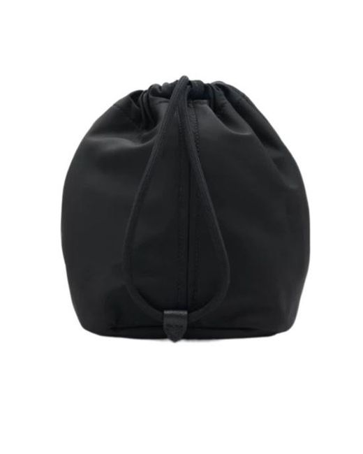 Burberry Black Logo Plaque Drawstring Pouch
