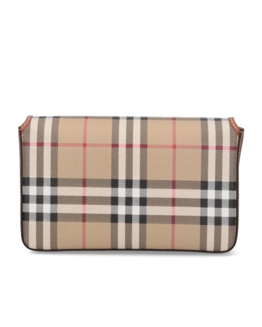 Burberry Brown Checked Foldover-Top Shoulder Bag