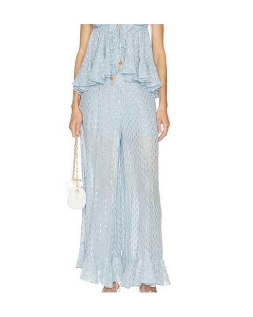 Zimmermann Blue Ruffled Trousers