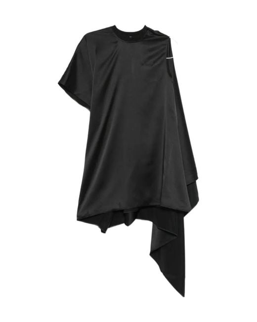 Coperni Black Asymmetric Crew Neck Dress
