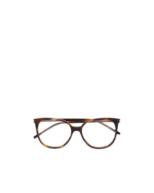 Saint Laurent White Eyewear Round Frame Glasses