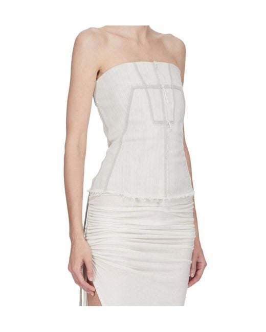 Rick Owens White Bustier Denim Top