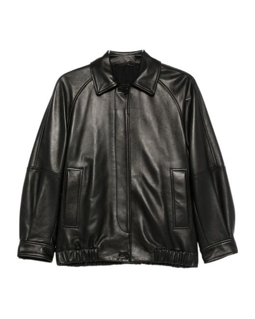 Salvatore Santoro Black Button-Up Leather Jacket