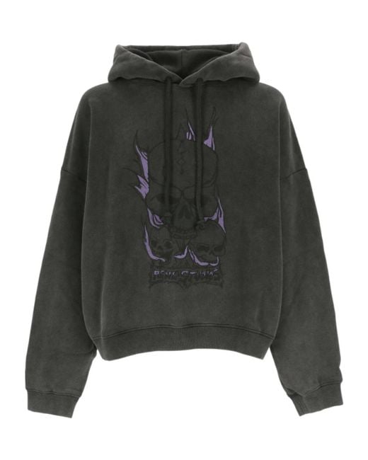 Acne Gray Skull Printed Drawstring Hoodie for men