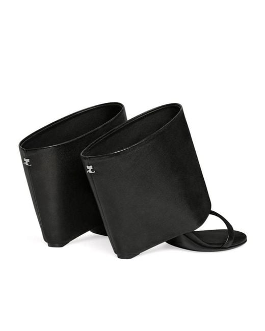 Courreges Black Courrèges Oblique Wedged Mules