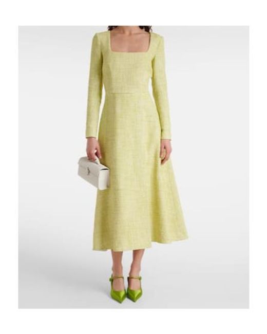 Emilia Wickstead Yellow Fara Cotton-Blend Tweed Midi Dress