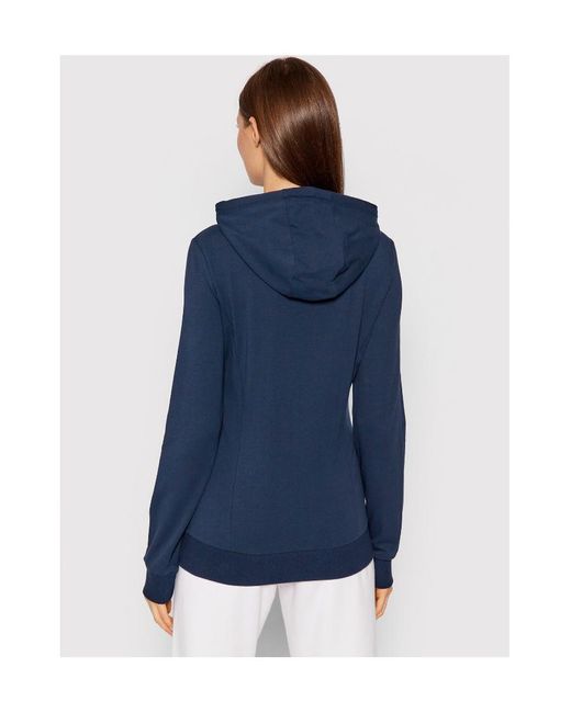 EA7 Blue Logo Printed Hooded Casual Jacket