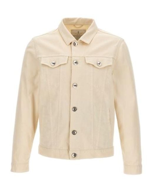 Brunello Cucinelli Natural Button-Fastening Denim Jacket for men