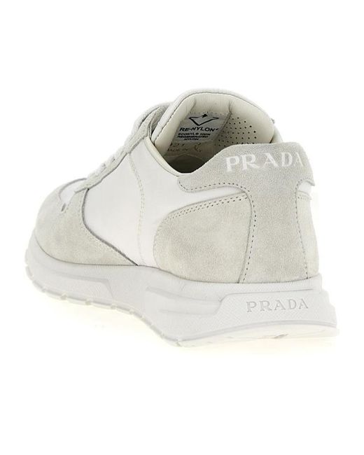 Prada White Prax 01 Panelled Sneakers