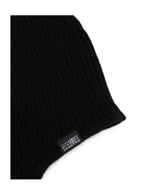 MM6 by Maison Margiela Black Ribbed-Knit Ear-Flap Hat for men