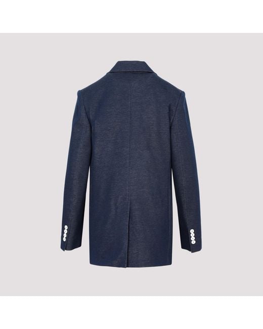 Max Mara Blue Double-Breasted Slim Suit Jacket