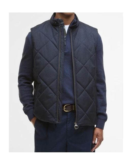 Barbour Blue Stand-Up Collar Zip-Up Vest for men