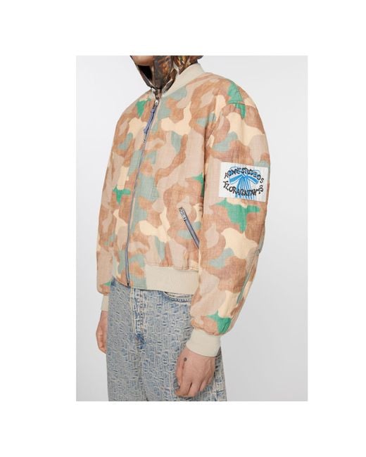 Acne White Camouflage Printed Zip-Up Bomber Jacket for men