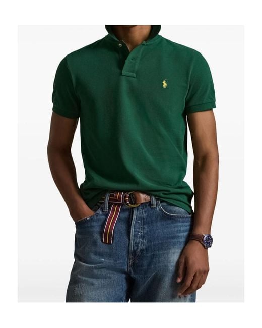 Polo Ralph Lauren Green Logo Embroidered Short-Sleeved Polo Shirt for men
