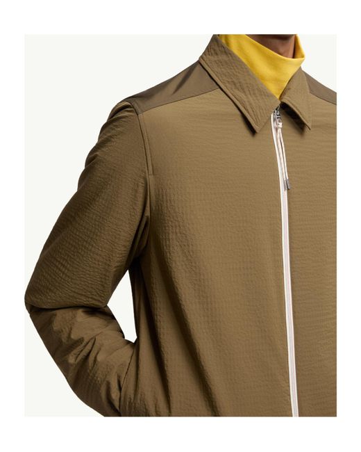 Moncler Green Logo Patch Zip-Up Shirt for men