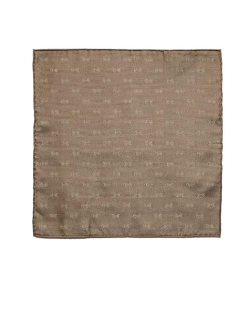 Gucci Brown Horsebit Silk Jacquard Pocket Square for men