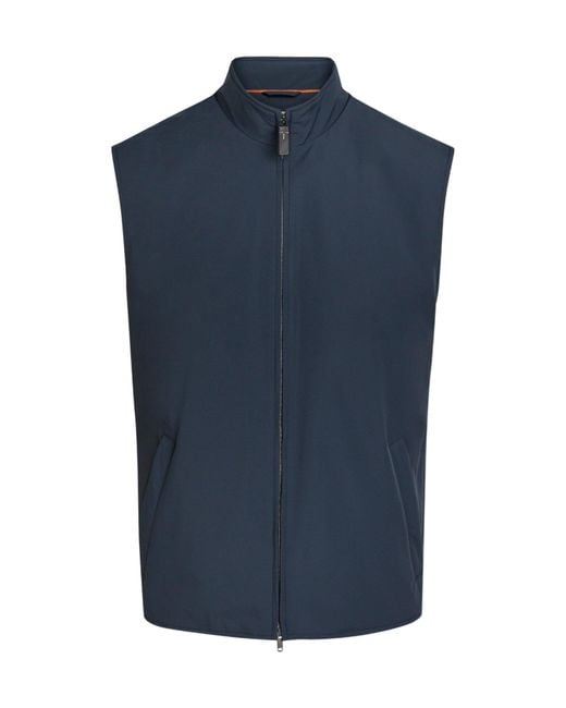 Tod's Blue Stand-Collar Sleeveless Vest for men