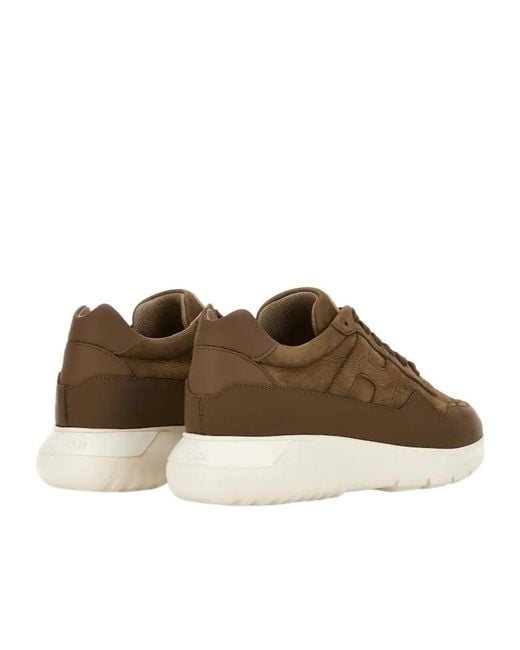 Hogan Brown Interactive 3 Lace-Up Sneakers for men