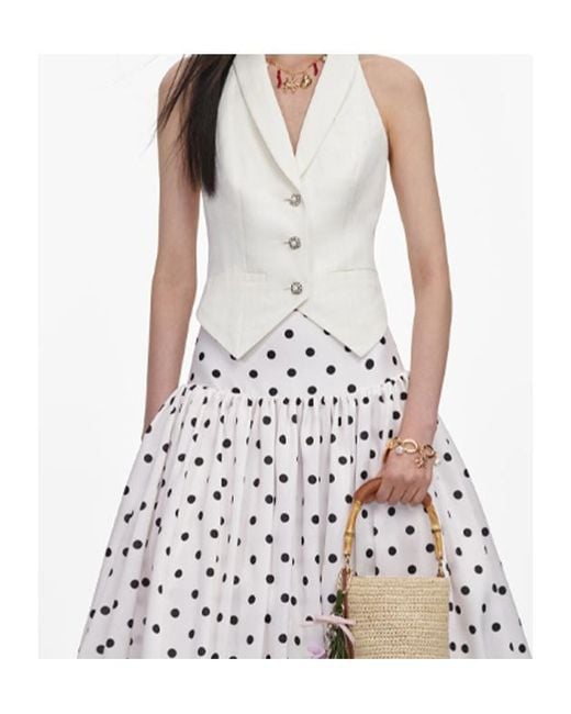 Self-Portrait White Cream Linen Blend Waistcoat