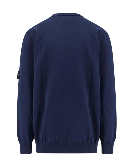 Stone Island Blue Compass Patch Crewneck Jumper for men