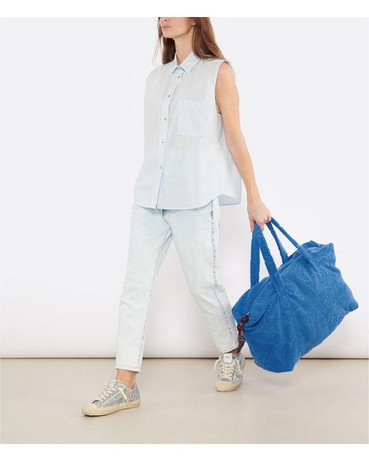 Isabel Marant Blue Oliviani High-Waisted Frayed Jeans