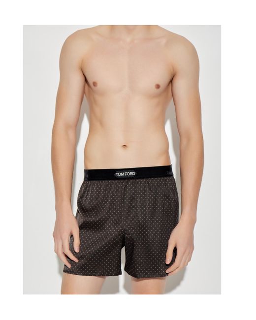 Tom Ford Black Polka-Dot Pattern Silk Boxers for men