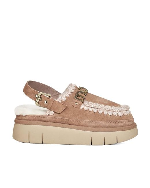 Mou Pink Crochet Platform Sandals