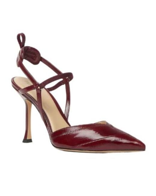 Fendi Red Very Colibri Burgundy Hagfish Leather High-Heeled Slingbacks