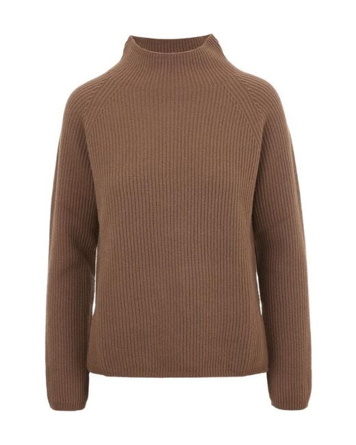 Max Mara Brown 'S Elica Mock Neck Jumper