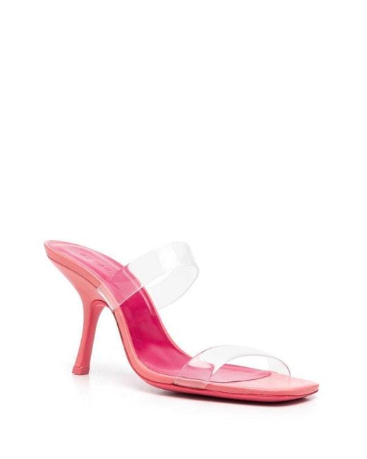 By Far Pink Clara Square Toe Heeled Mules