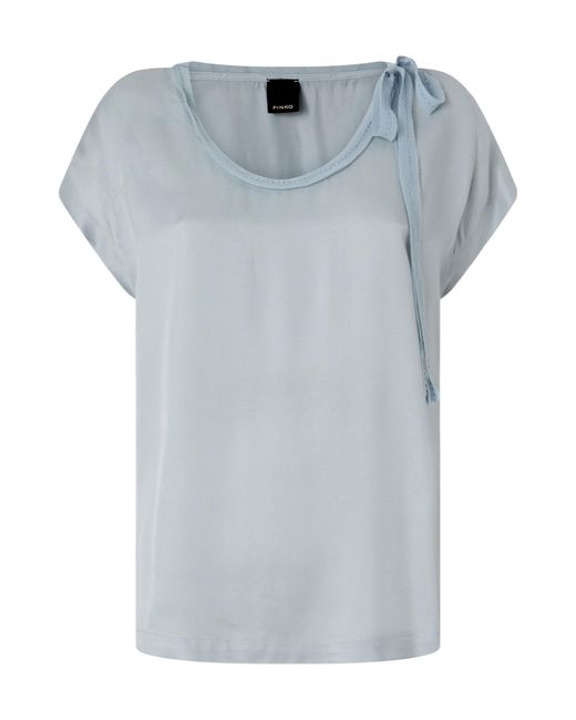 Pinko Blue Cape-Sleeve Crewneck Top