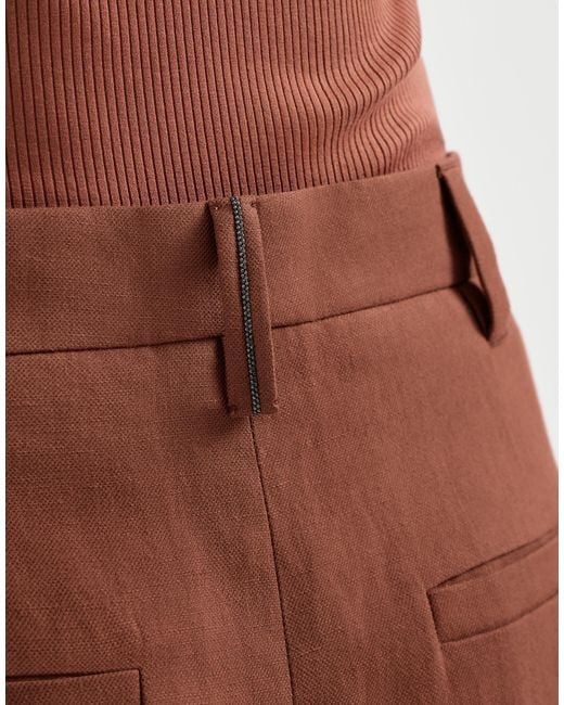 Brunello Cucinelli Red Pleated Bermuda Shorts