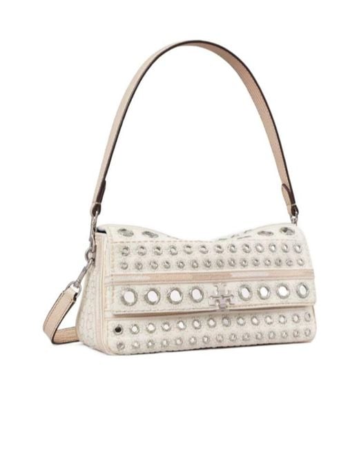 Tory Burch Metallic Small Charlie Embellished Shoulder Bag