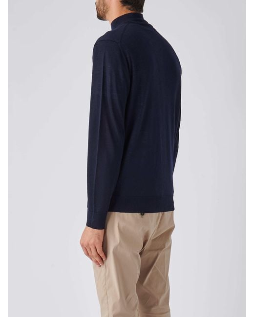 Ballantyne Blue Roll-Neck Long Sleeved Cardigan for men