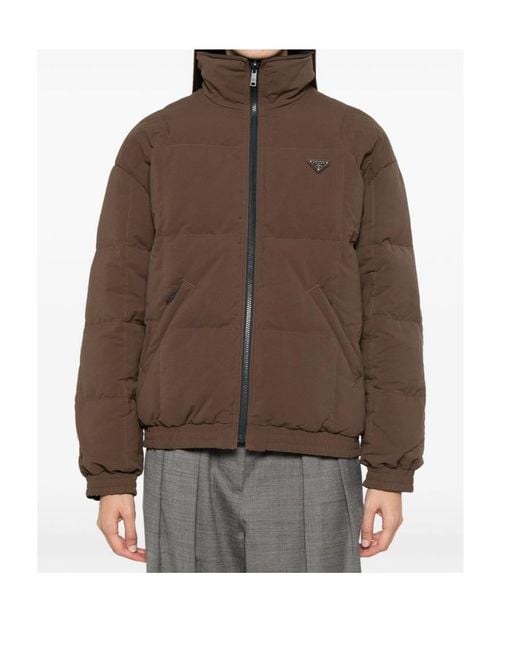 Prada Brown Long-Sleeved Down Jacket