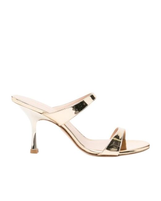 Stuart Weitzman Metallic Open-Toe Slip-On High-Heeled Sandals