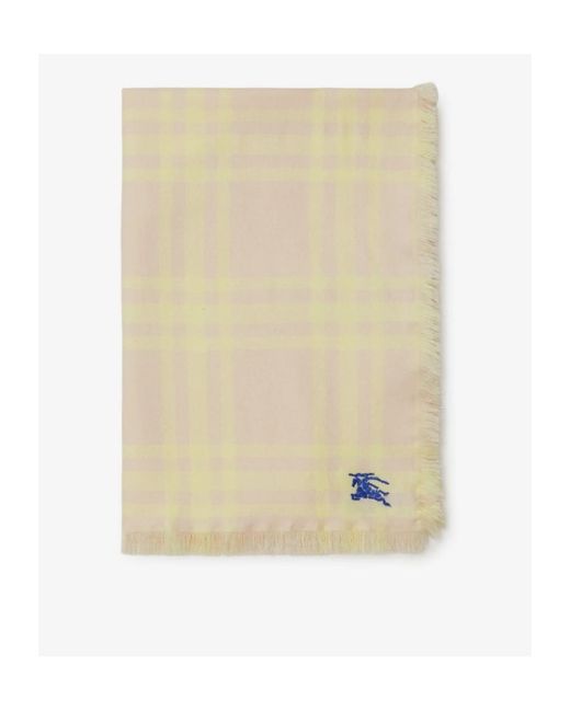Burberry Natural Checked Logo Embroidered Frayed-Edge Scarf for men