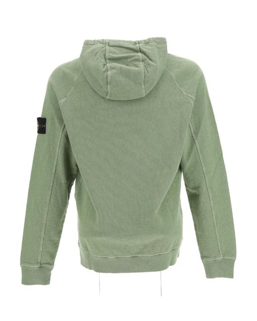 Stone Island Green Compass Patch-Detail Hoodie for men