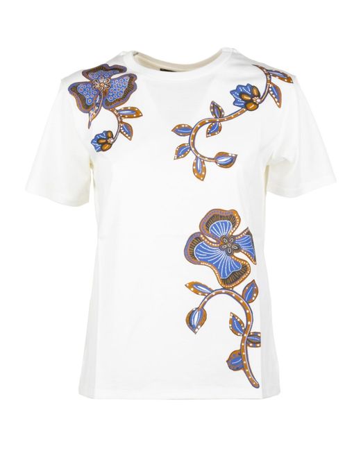 Weekend by Maxmara White Pantera Floral Printed Crewneck T-Shirt