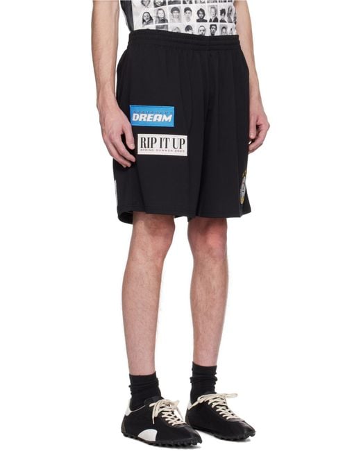 Martine Rose Black Elastic Waist Shorts for men