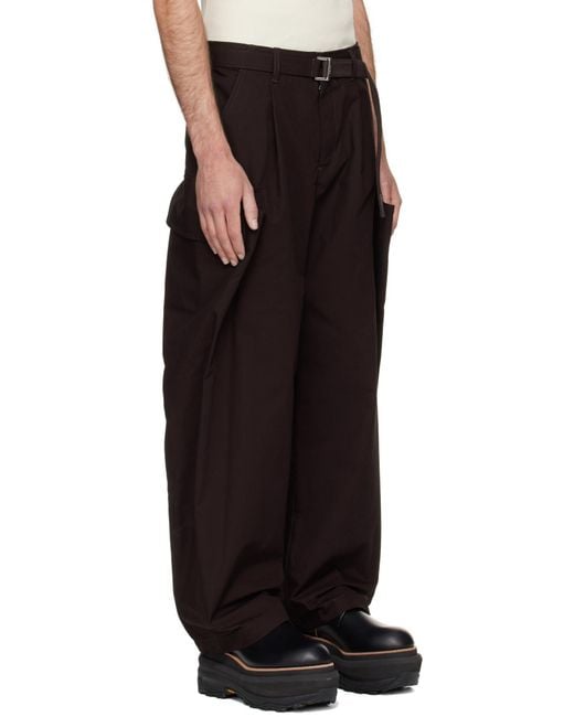 Sacai Black Cargo Straight-Leg Trousers
