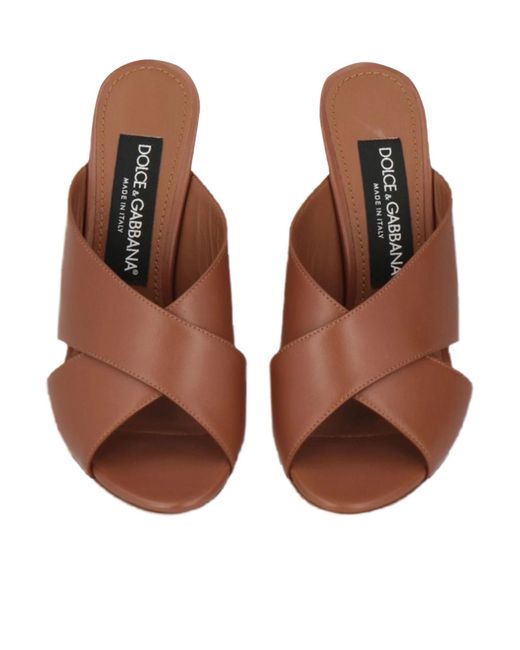 Dolce & Gabbana Brown Minimalist Leather Sandals