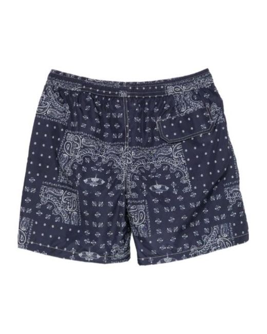 Eleventy Blue Paisley Patterned Swim Trunks for men