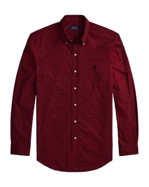 Polo Ralph Lauren Red Gingham-Check Long-Sleeve Shirt for men
