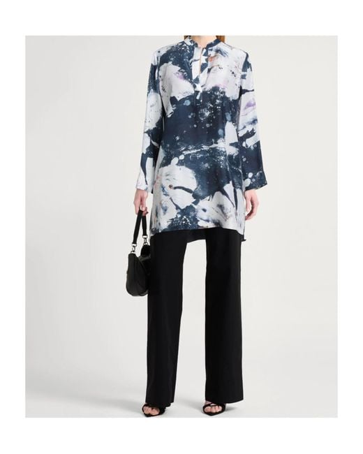 MAX&Co. Blue Long Sleeve Stand Collar Top