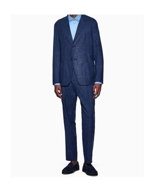 Giorgio Armani Blue Slim-Fit Denim Shirt for men