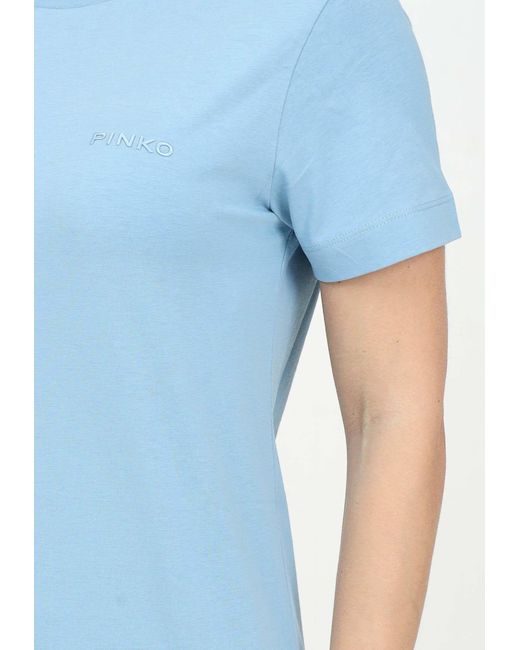 Pinko Blue Logo Embroidered Crewneck T-Shirt