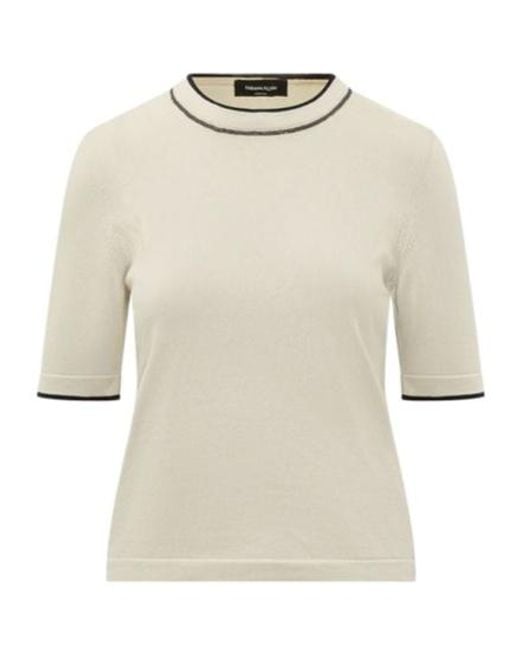 Fabiana Filippi Natural Contrast-Trim Embellished Knitted Jumper