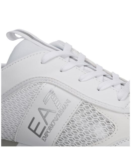 Emporio Armani White Ea7 Side Stripe Lace-Up Sneakers for men